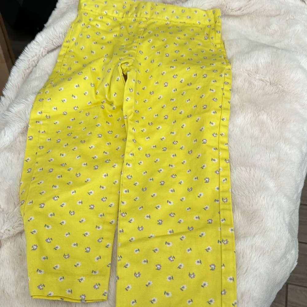 janie and jack - yellow floral pants (adjustable waist)- size 6